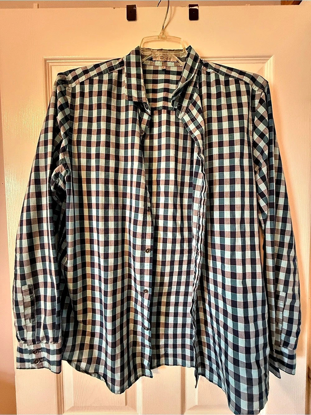 7 For All Mankind  Plaid Button Down in Blue & White Size Large